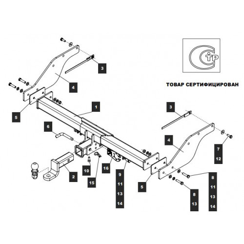 Фаркоп BALTEX на FORD Ranger 2006–2011  Арт. 08.9026.32
