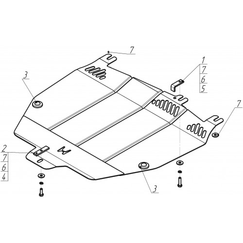 Защита Картера двигателя, КПП MOTODOR для Honda Civic 2005-2012 VIII, Сталь 2 мм - Арт. 813