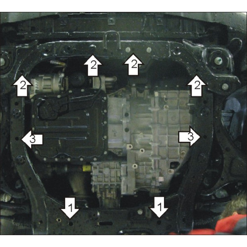 Защита Картера двигателя, КПП MOTODOR для Hyundai Santa Fe 2009-2011 (II), Сталь 2 мм - Арт. 917