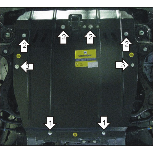 Защита Картера двигателя, КПП MOTODOR для Hyundai Santa Fe 2009-2011 (II), Сталь 2 мм - Арт. 917