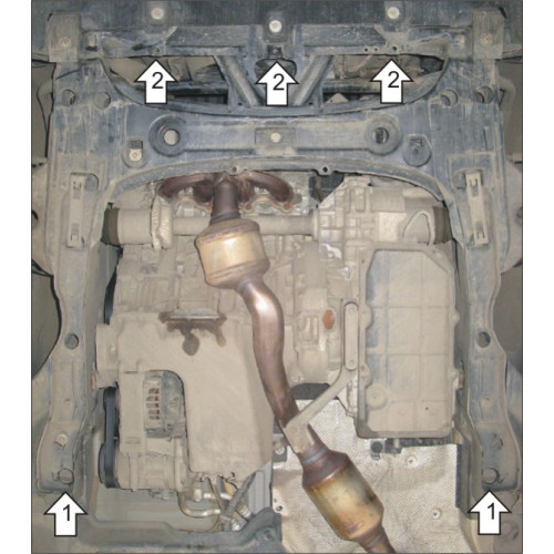 Защита Картера двигателя, КПП MOTODOR для Mercedes-Benz B-class 2005-2009 (I W245), Сталь 2 мм - Арт. 1226