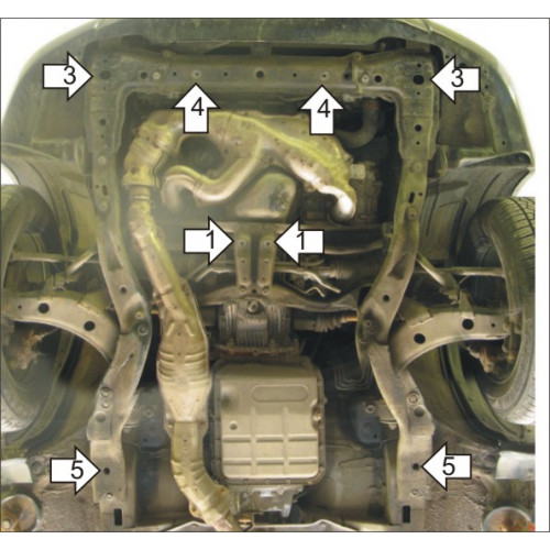 Защита Картера двигателя, КПП MOTODOR для Subaru Forester 2005-2008, Сталь 2 мм - Арт. 2208