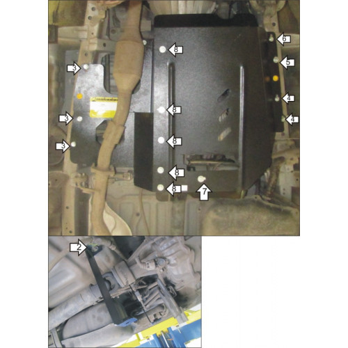 Защита КПП, Раздаточной коробки MOTODOR для Toyota Hiace 2004-2019, Сталь 2 мм - Арт. 2566
