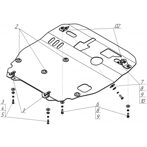 Защита Картера двигателя, КПП MOTODOR для Mitsubishi ASX 2010-2013 (I), Сталь 3 мм - Арт. 11312