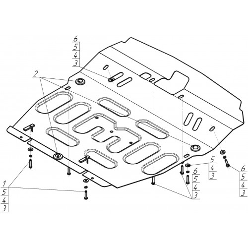 Защита Картера двигателя, КПП АвтоСтандарт для Hyundai Santa Fe 2011-2012 (II), Сталь 45778 мм - Арт. 50917