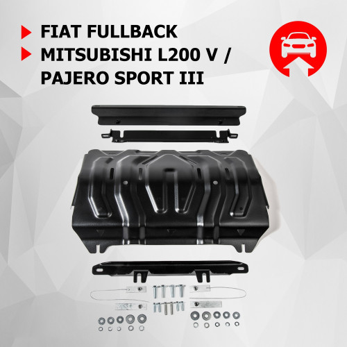 Защита Радиатора АвтоБроня для Fiat Fullback 2016-, Сталь 45778 мм - Арт. 111.04046.2