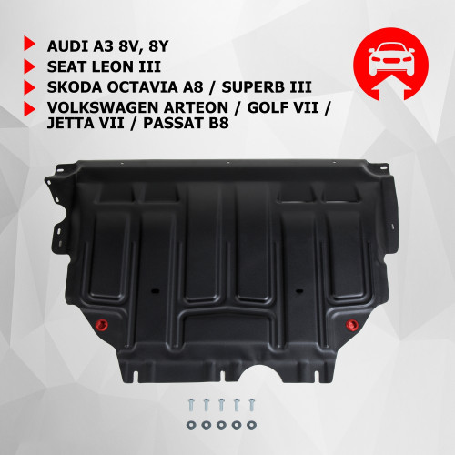 Защита Картера двигателя, КПП АвтоБроня для Audi A3 2020- IV 8Y, Сталь 45778 мм - Арт. 111.05128.1
